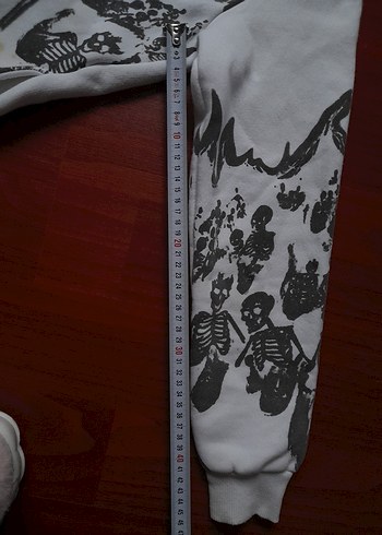 Köstebek İskeletli Society Yazılı Kapüşonlu Beyaz Hırka - Görsel 8