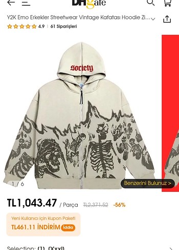 Köstebek İskeletli Society Yazılı Kapüşonlu Beyaz Hırka - Görsel 2