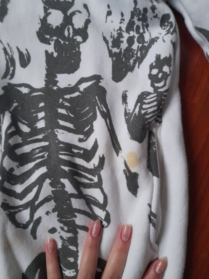 Köstebek İskeletli Society Yazılı Kapüşonlu Beyaz Hırka - Görsel 4