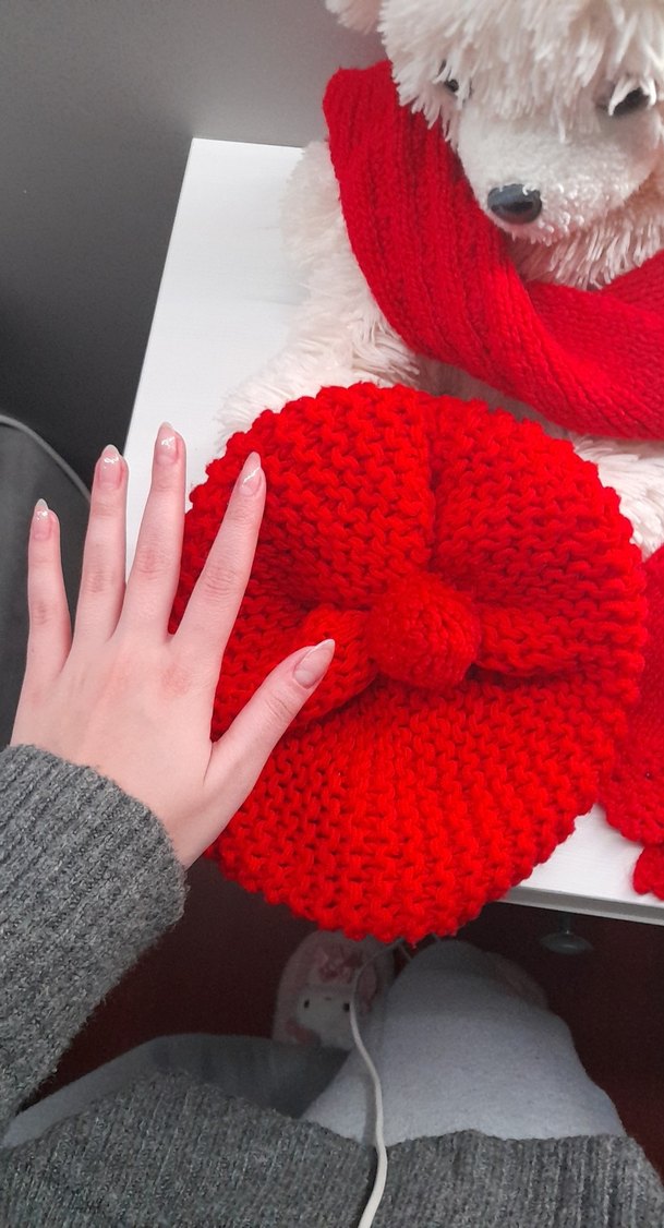 Çocuk Kırmızı Bere/Atkı/Eldiven Takımı - Görsel 2