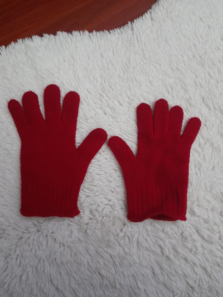 Çocuk Kırmızı Bere/Atkı/Eldiven Takımı - Görsel 5