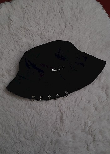 Unisex Siyah Halkalı Balıkçı Şapka - Görsel 2