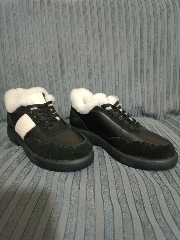 Beyaz Kürklü Kadın Dolgu Topuk Spor Ayakkabı - Görsel 5