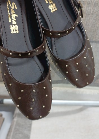 Kahverengi Tokalı Blok Topuklu Kadın Babet - Görsel 4