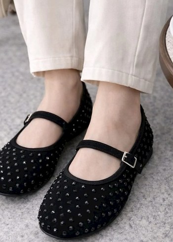 taşli kemerli Siyah  Babet - Görsel 4