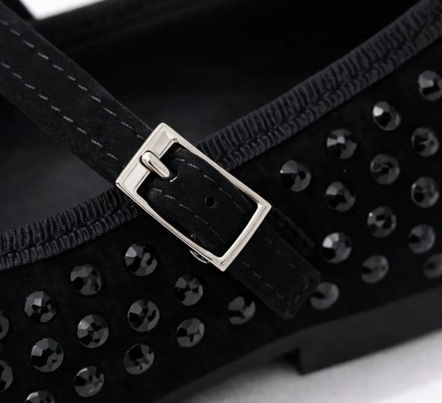 taşli kemerli Siyah  Babet - Görsel 3