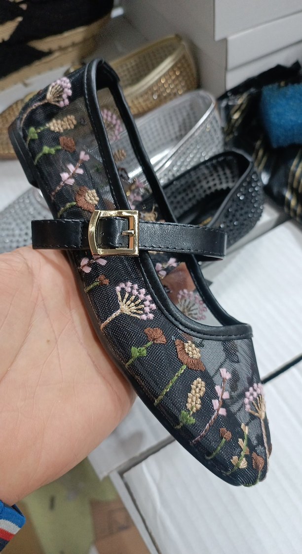 Nakışlı Tokalı Siyah Stiletto Kadın Babet - Görsel 2