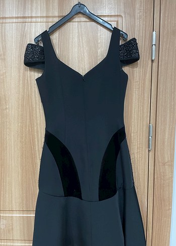 Siyah  İpekyol Midi Abiye Elbise - Görsel 4