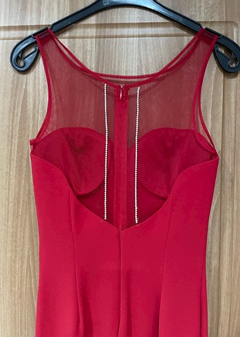 Kırmızı Drapeli Uzun Kadın Tulum - Görsel 3