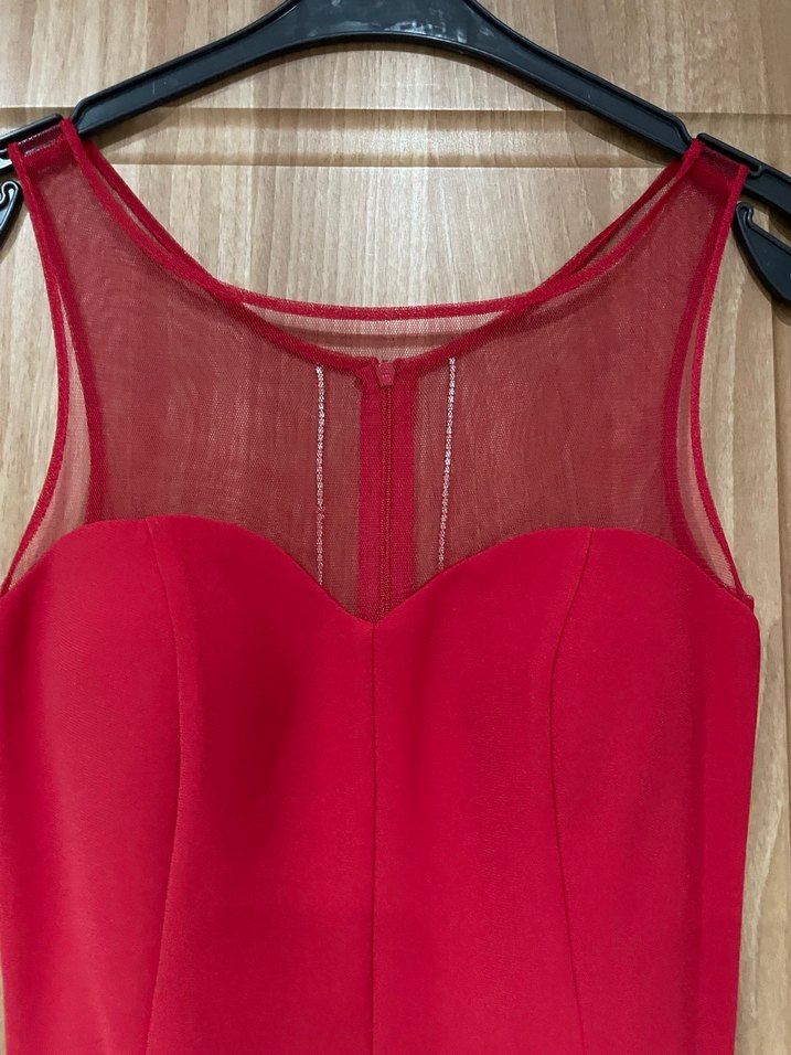 Kırmızı Drapeli Uzun Kadın Tulum - Görsel 4