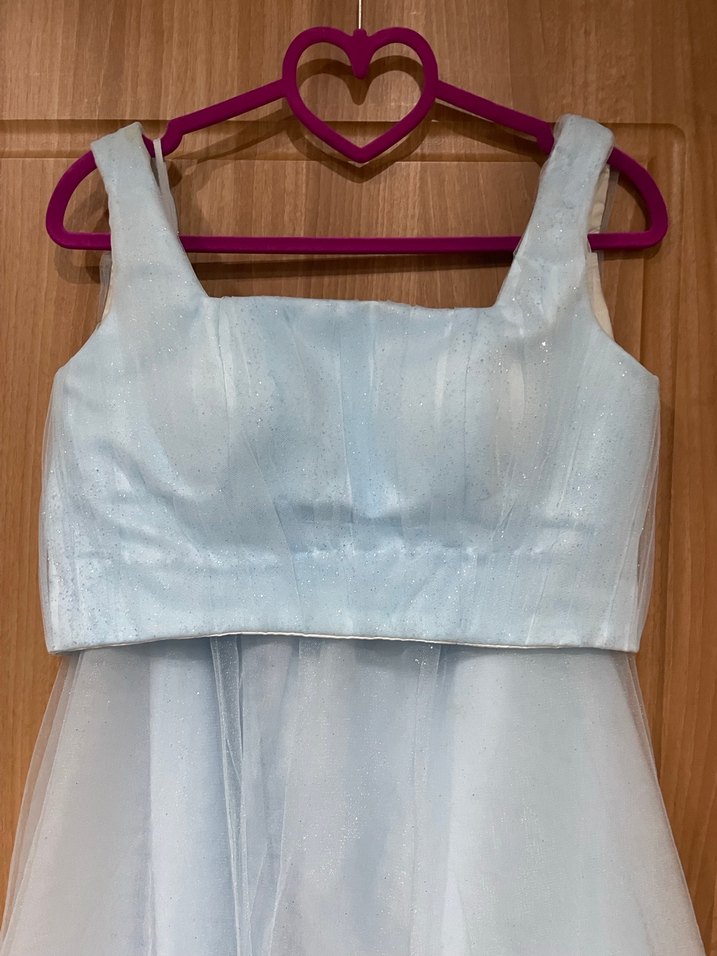 Mavi Uzun Klasik Kadın Abiye Elbise - Görsel 2