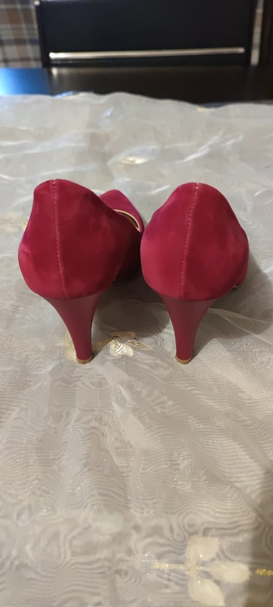 Klasik Şıklık Koyu Pembe  Süet Stiletto - Görsel 3