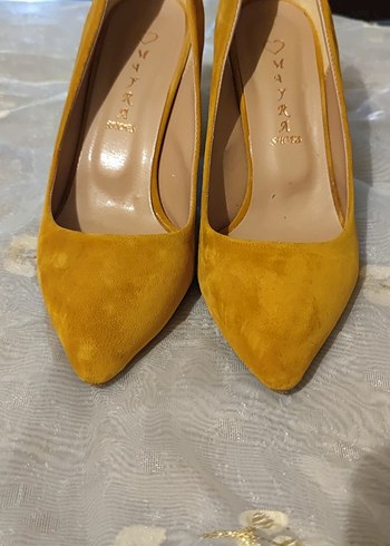 Hardal Sarısı Süet Stiletto Kadın Ayakkabı - Görsel 3