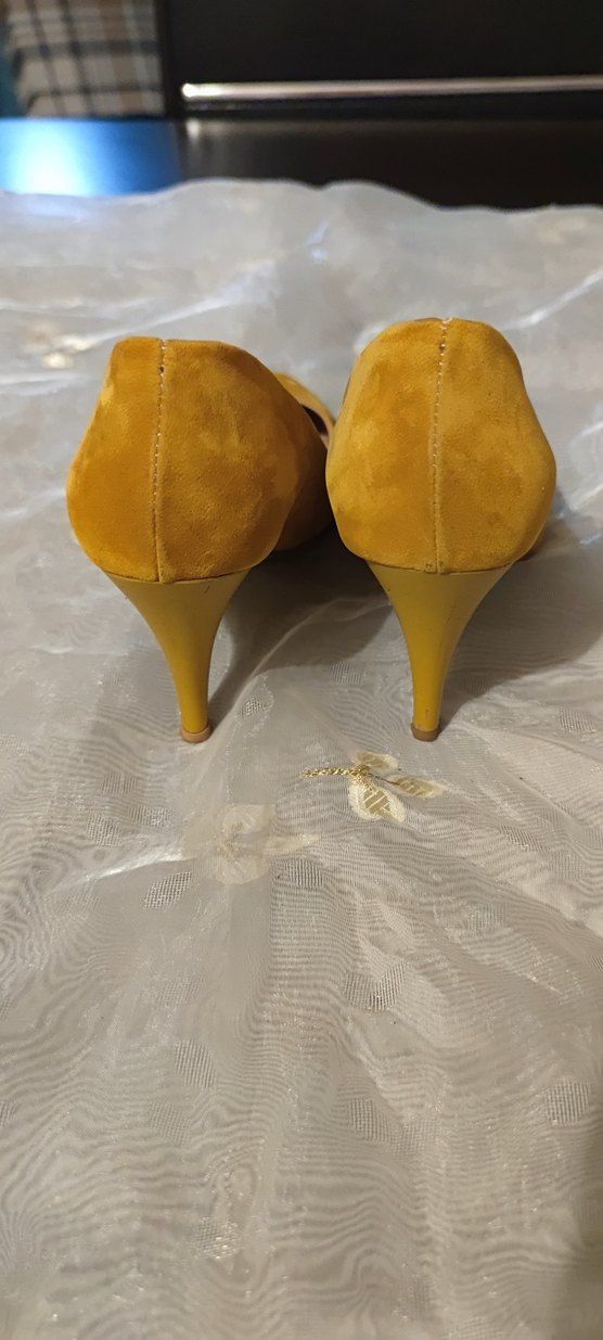 Hardal Sarısı Süet Stiletto Kadın Ayakkabı - Görsel 4