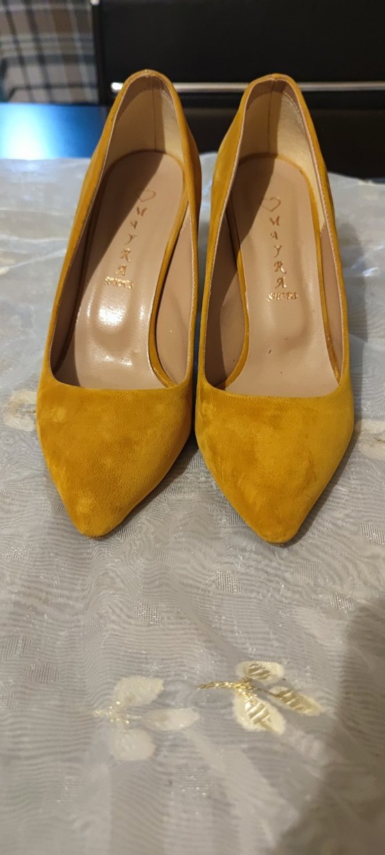 Hardal Sarısı Süet Stiletto Kadın Ayakkabı - Görsel 3