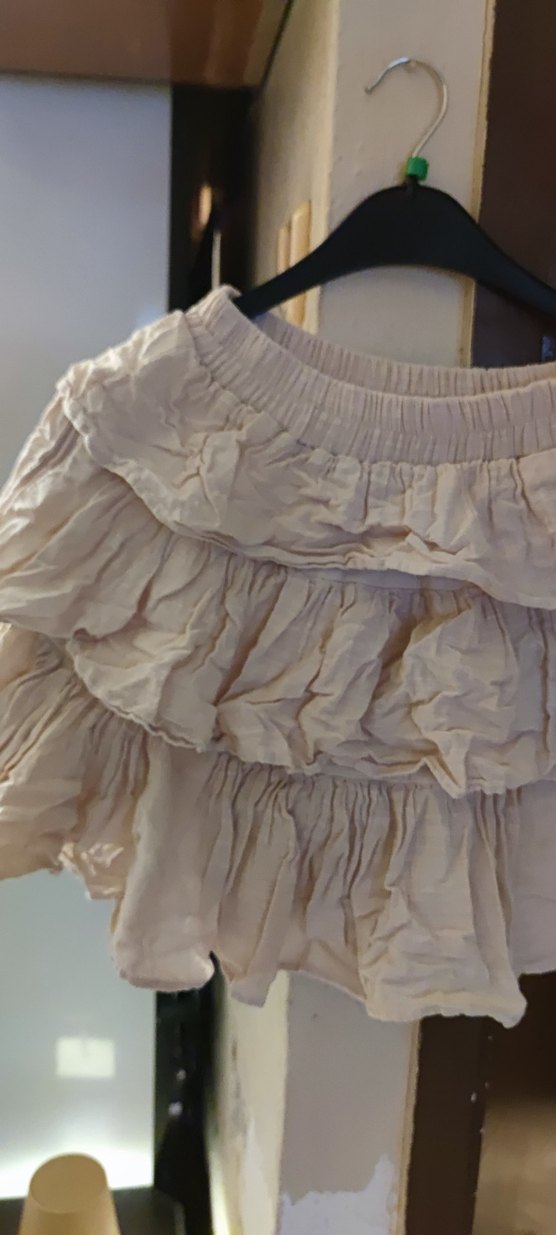 Bej Keten Fırfırlı Mini Etek - Görsel 2