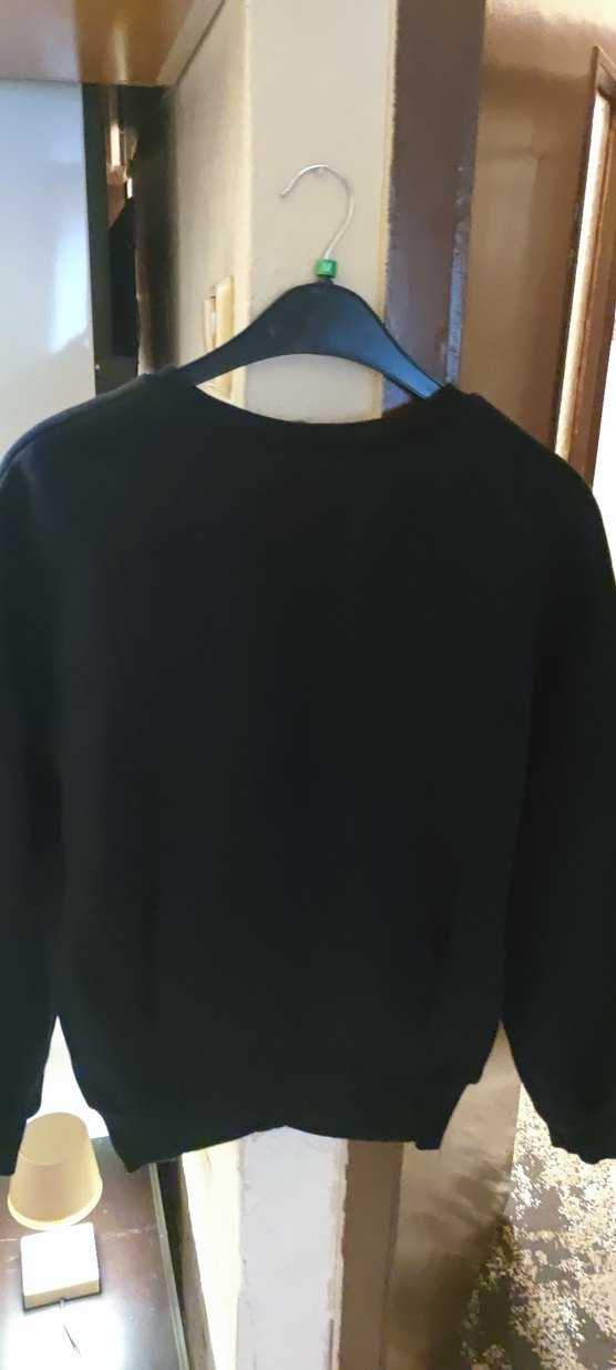 Siyah Kadın Sweatshirt, Bisiklet Yaka, Rahat Kesim - Görsel 2