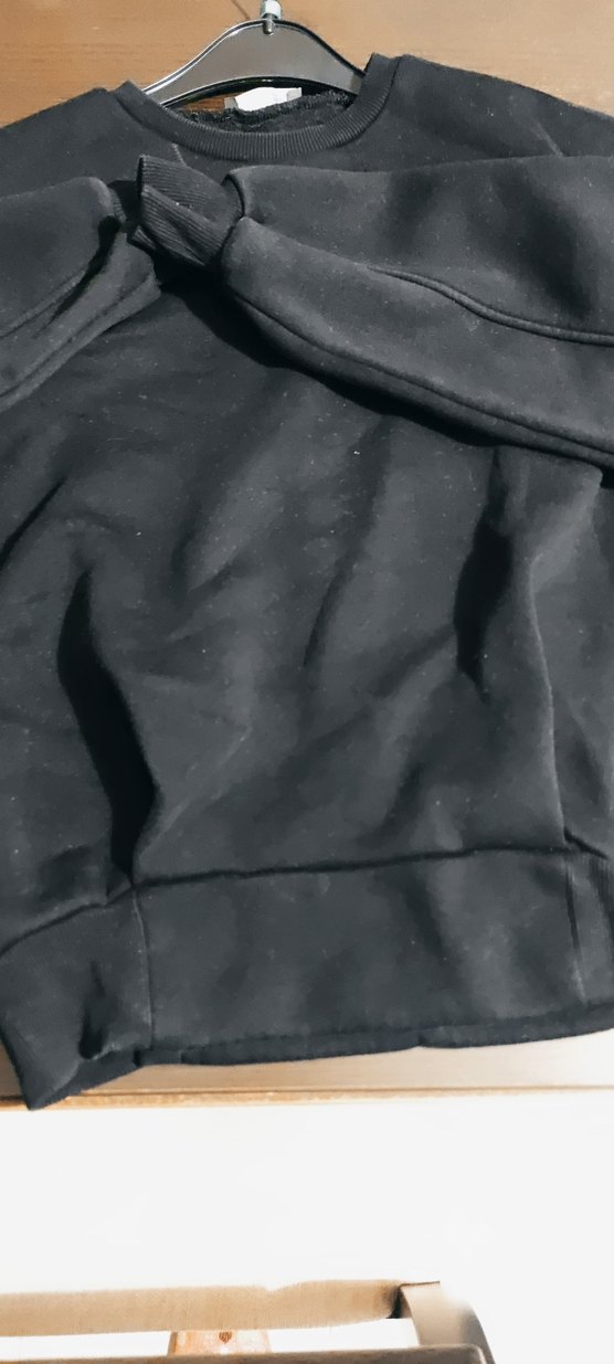 Siyah Kadın Sweatshirt, Bisiklet Yaka, Rahat Kesim - Görsel 4