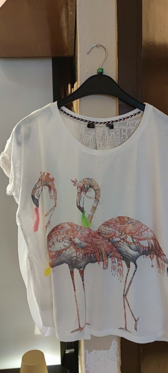 Beyaz Baskılı Bohem Kadın Tişört - Görsel 2