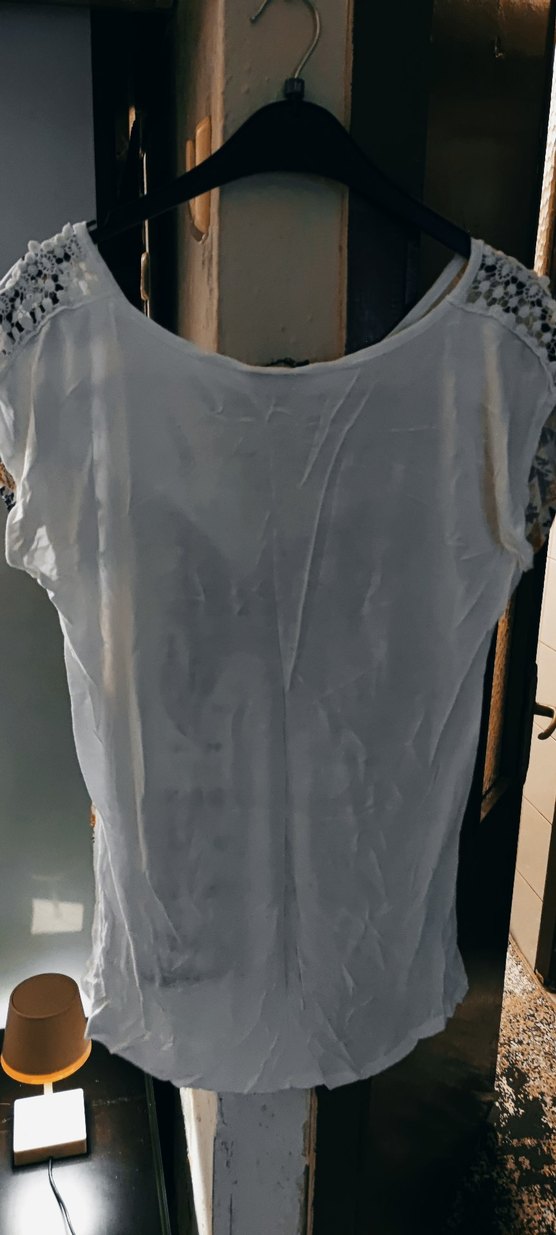 Beyaz Bohem Kelebek Desenli Kısa Kollu Tişört - Görsel 2