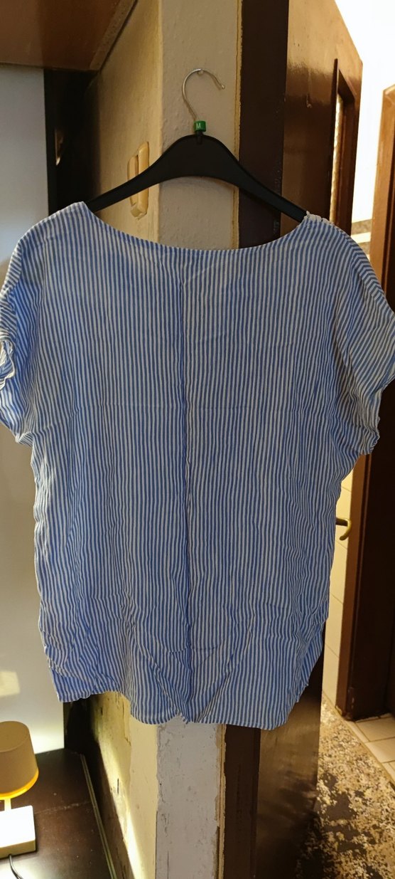 Kadın Mavi Nakışlı Dantel V Yaka Bluz - Görsel 3