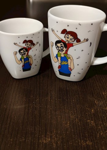 Renkli Baskılı Beyaz Seramik Kupa Seti - Görsel 3