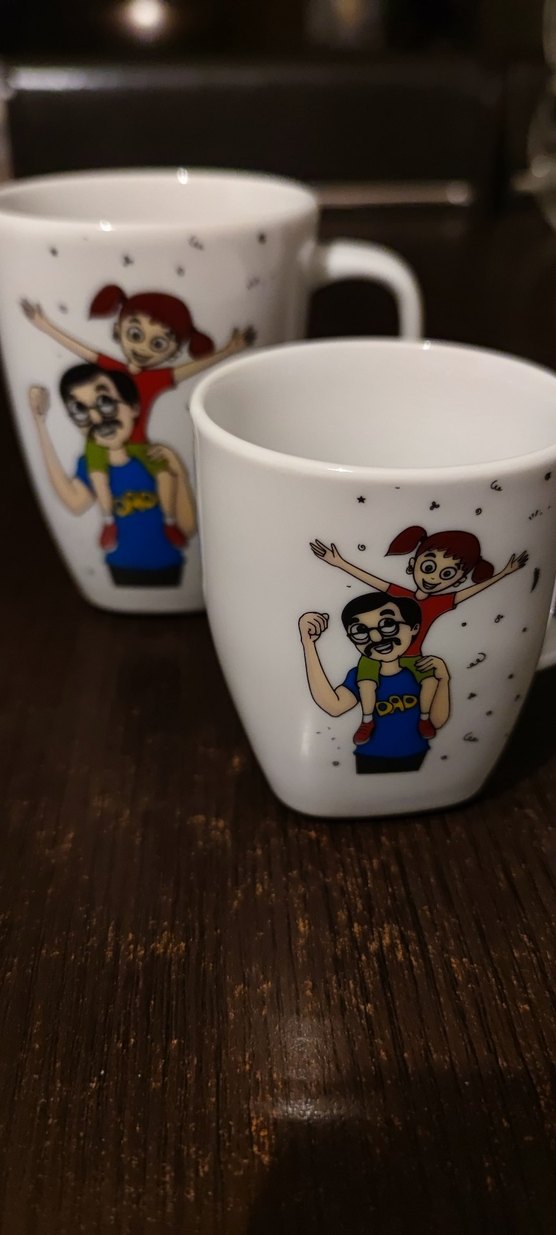 Renkli Baskılı Beyaz Seramik Kupa Seti - Görsel 2