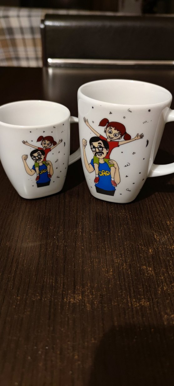 Renkli Baskılı Beyaz Seramik Kupa Seti - Görsel 3