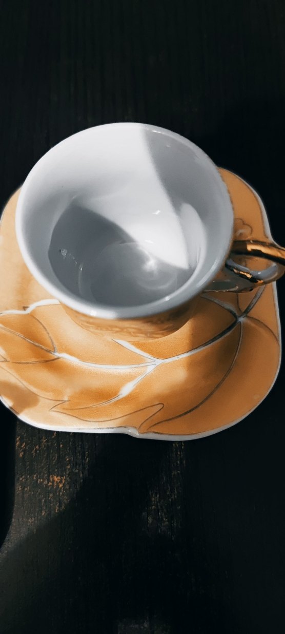 Bej Çiçek Desenli 4 Parça Kahve Fincanı ve Tabağı - Görsel 5