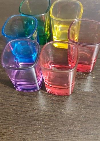 Renkli Kare Mini Shot Bardak Seti ( kahve yanı ) - Görsel 2