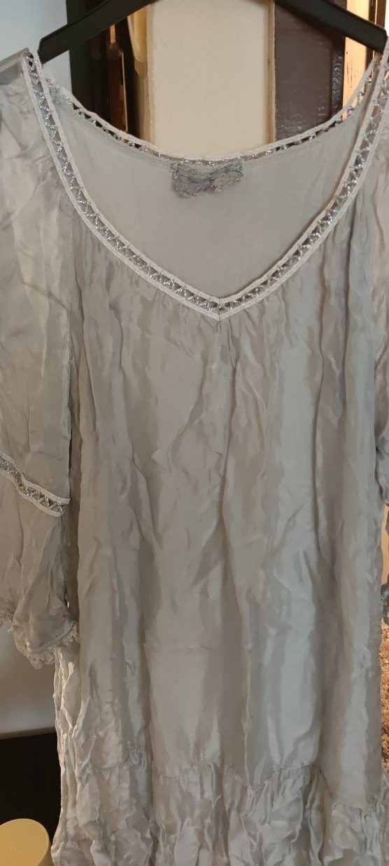 Gri Nakışlı V Yakalı Bohem Elbise - Görsel 2