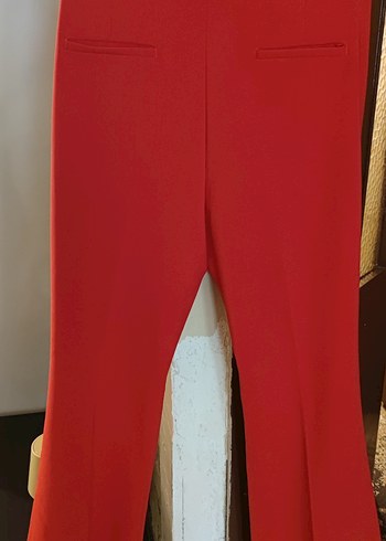 Kırmızı Midi Kadın Kumaş Pantolon - Görsel 4