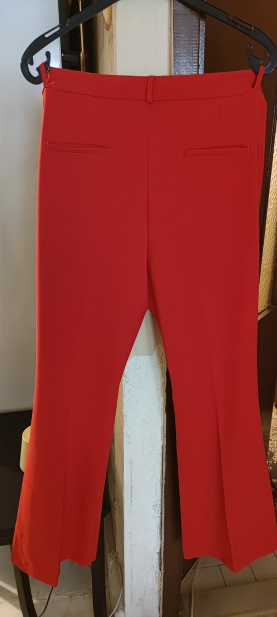 Kırmızı Midi Kadın Kumaş Pantolon - Görsel 4
