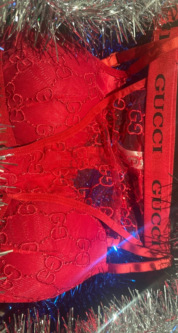 GUCCİ Nakışlı Kırmızı Pop Kültür Sütyeni ve Dantelli Tanga - Görsel 2