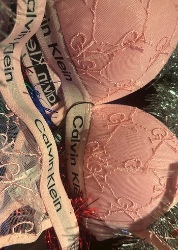 Calvin Klein Nakışlı Pembe Sütyen ve Külot - Görsel 2