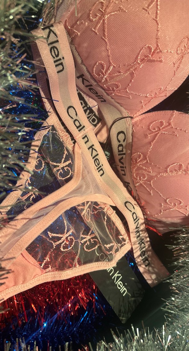 Calvin Klein Nakışlı Pembe Sütyen ve Külot - Görsel 3