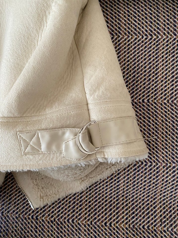 Gri Süet Kürk Detaylı Kadın Ceket - Görsel 3