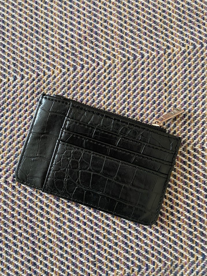 Siyah Yılan Derisi Desenli Kadın Deri Cüzdan - Görsel 2