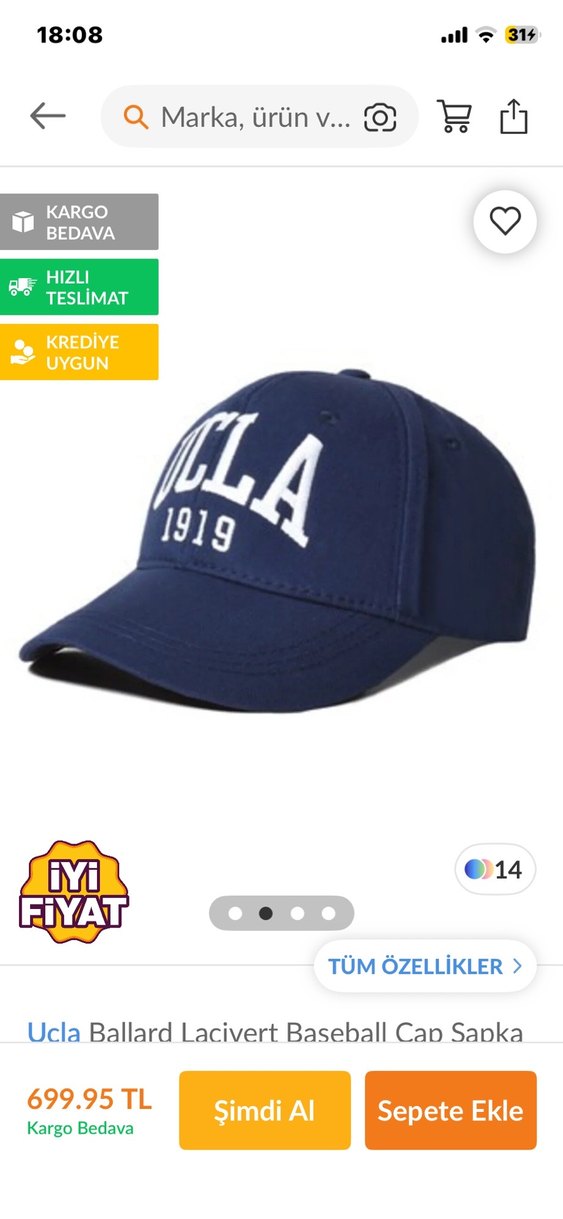 Koyu Mavi Denim UCLA Şapka - Görsel 3