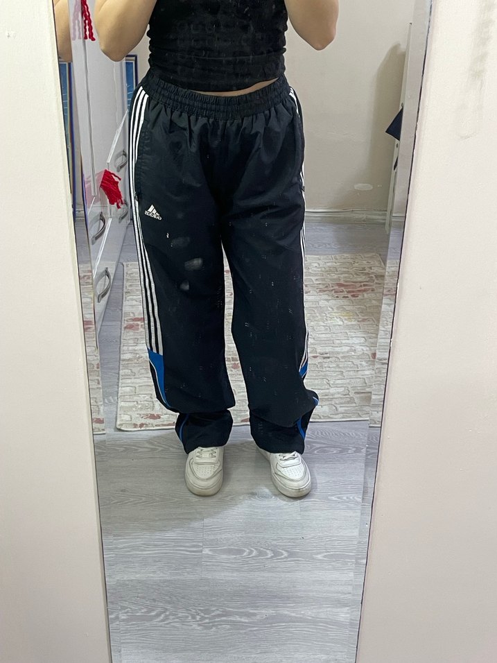 Kadın Siyah Mavi Rahat Kesim Eşofman Altı - Görsel 4