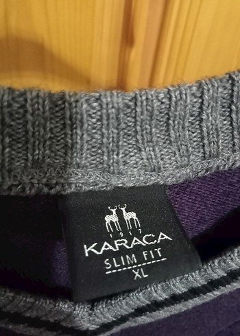 Mor V Yaka Örgü Erkek Kazak Karaca - Görsel 4