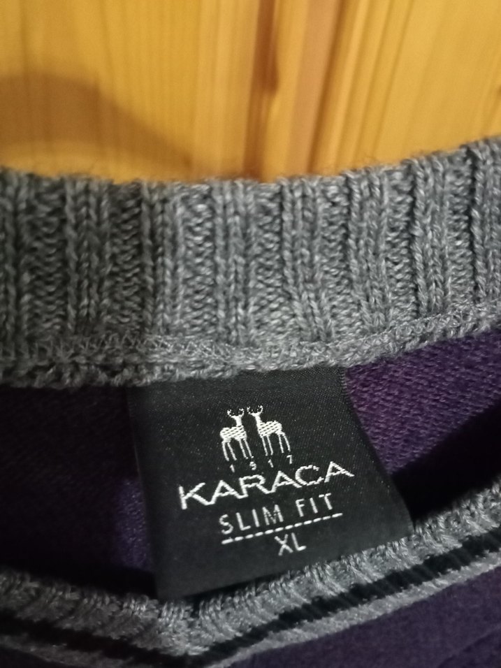 Mor V Yaka Örgü Erkek Kazak Karaca - Görsel 4