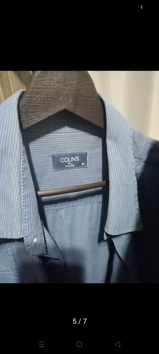 Gri Denim Erkek Gömlek, Bel Detaylı, Uzun Kollu - Görsel 4