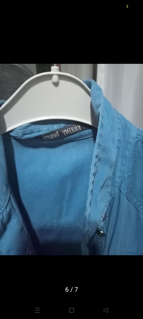 Gri Denim Erkek Gömlek, Bel Detaylı, Uzun Kollu - Görsel 5