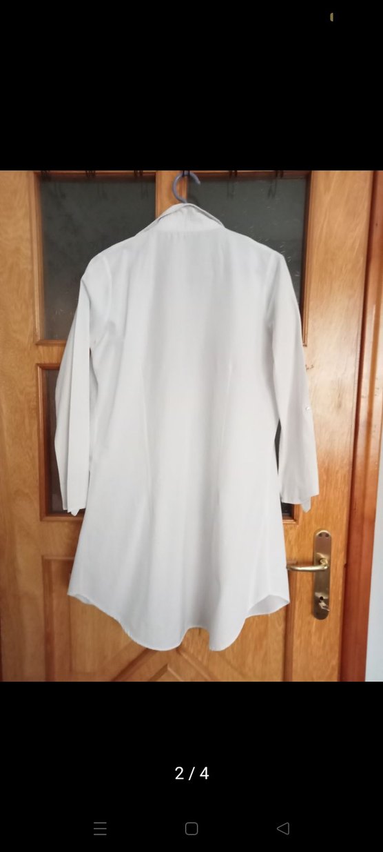 Kadın Beyaz Keten Düğmeli Gömlek - Görsel 2