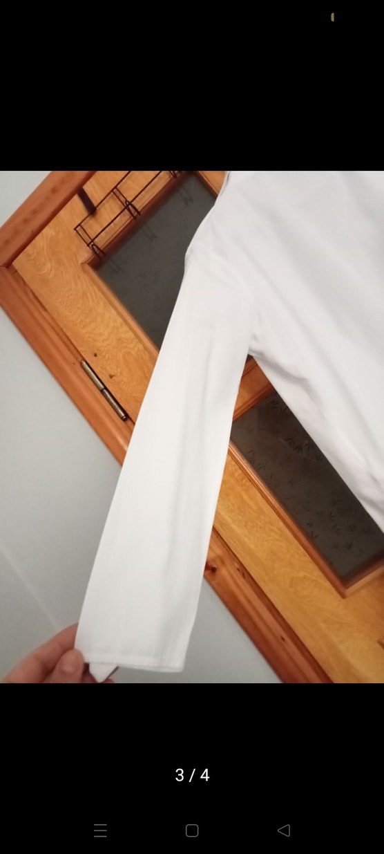 Kadın Beyaz Keten Düğmeli Gömlek - Görsel 3