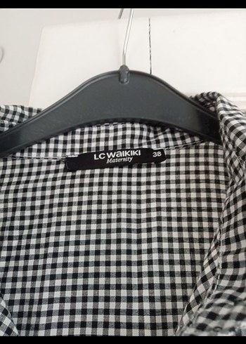 Gri Ekose Pamuklu Midi Gömlek Elbise - Görsel 2