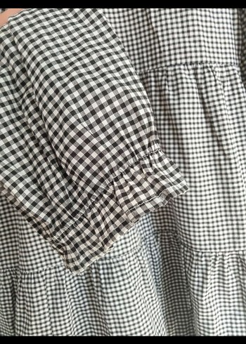 Gri Ekose Pamuklu Midi Gömlek Elbise - Görsel 4