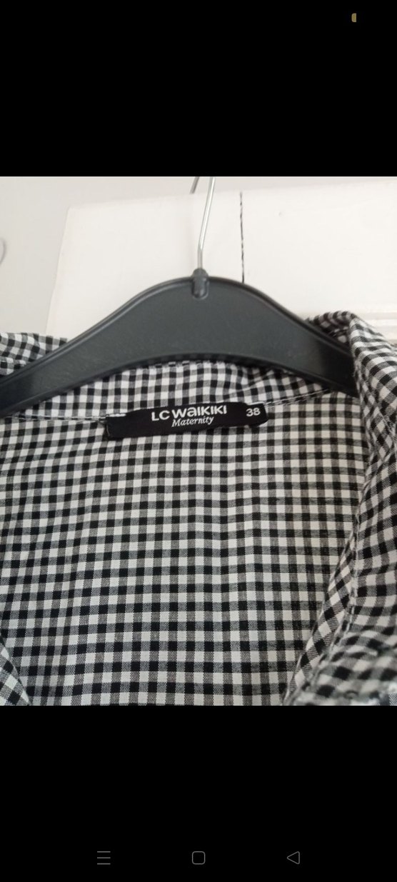 Gri Ekose Pamuklu Midi Gömlek Elbise - Görsel 2