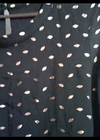 Siyah Puantiyeli Uzun Kollu Uzun Elbise - Görsel 2